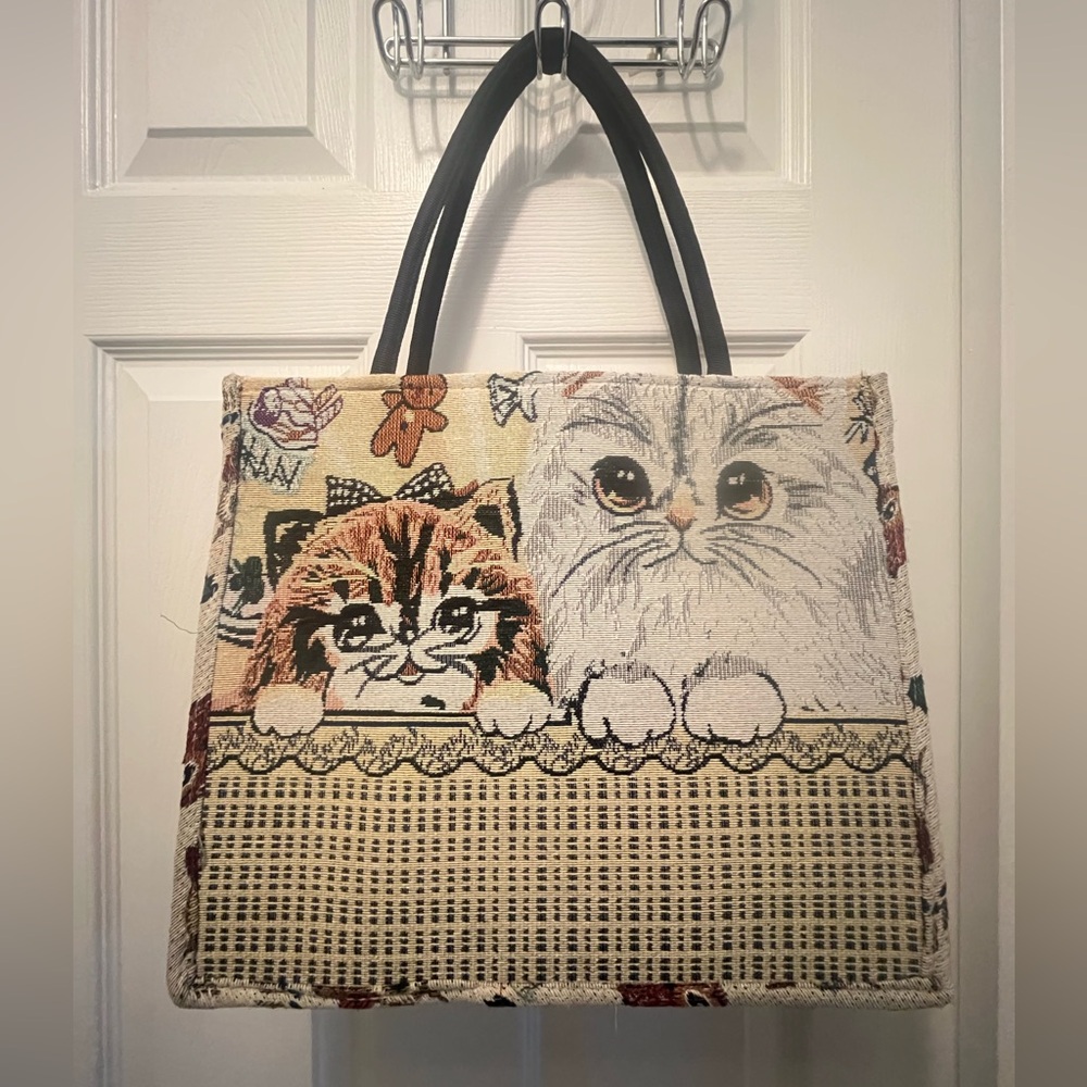 NWT Cat-Themed Tote Bag with Black Handles From Vietnam 🇻🇳